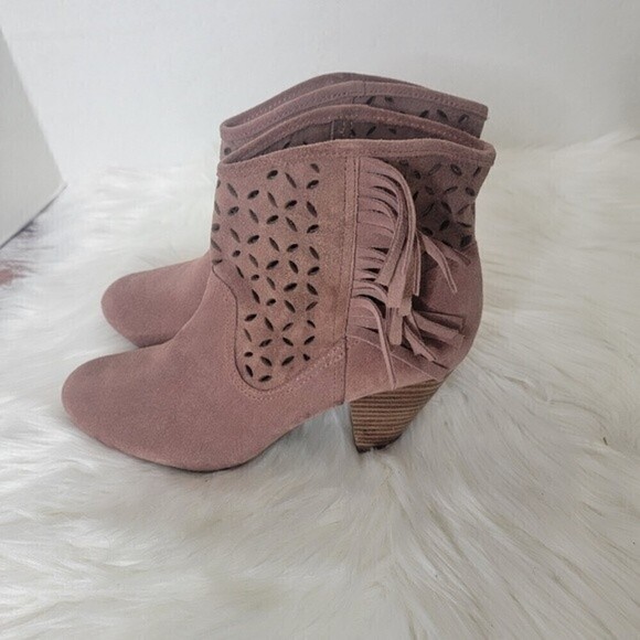JESSICA Simpson Orlina Camel Split leather Fringe bootie sz 6.5 - Picture 2 of 11